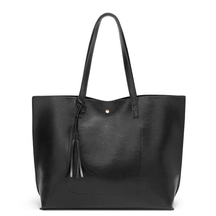 Female bag all match large capacity shopping bag Black - Shop at LoveMi