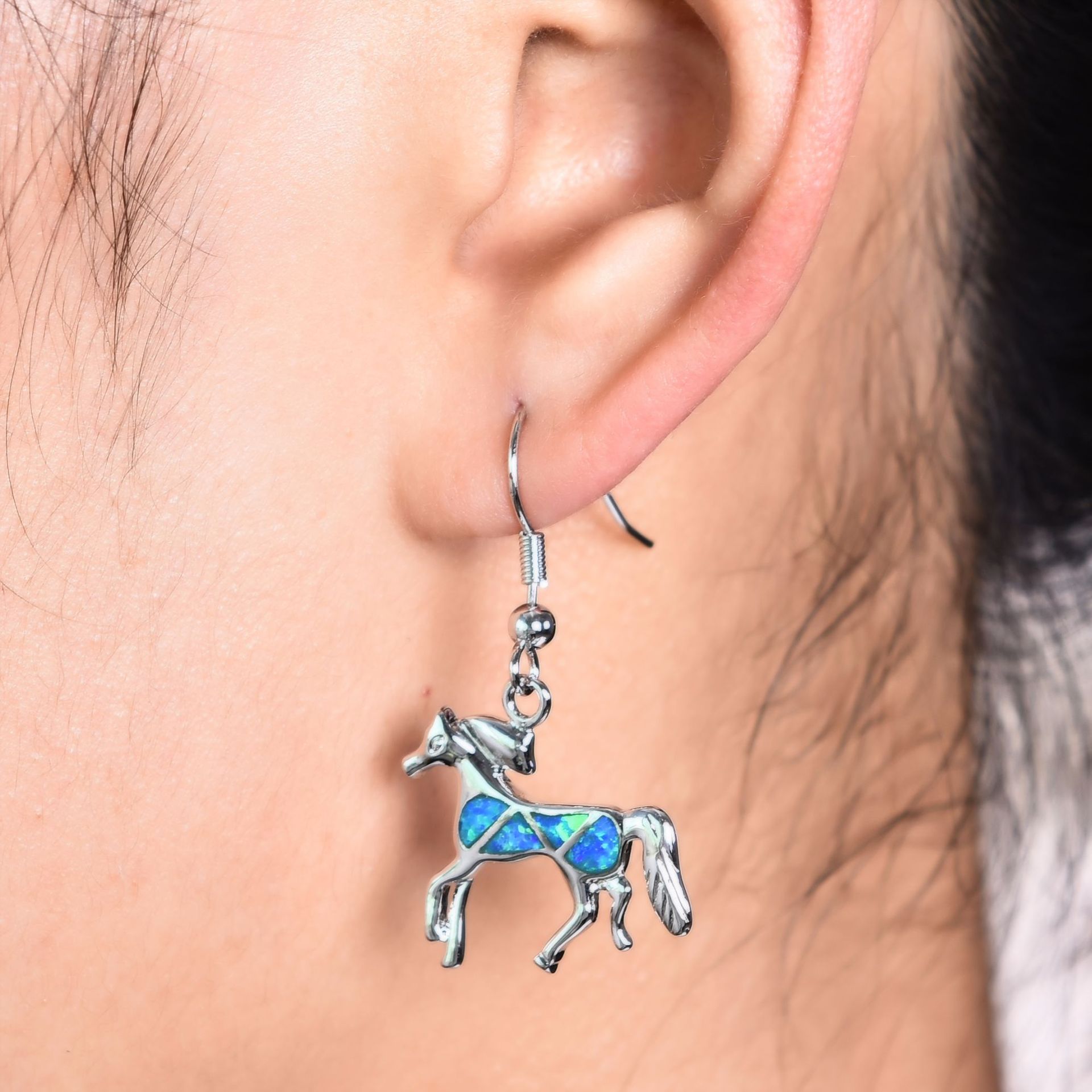 Opal small animal pony earrings