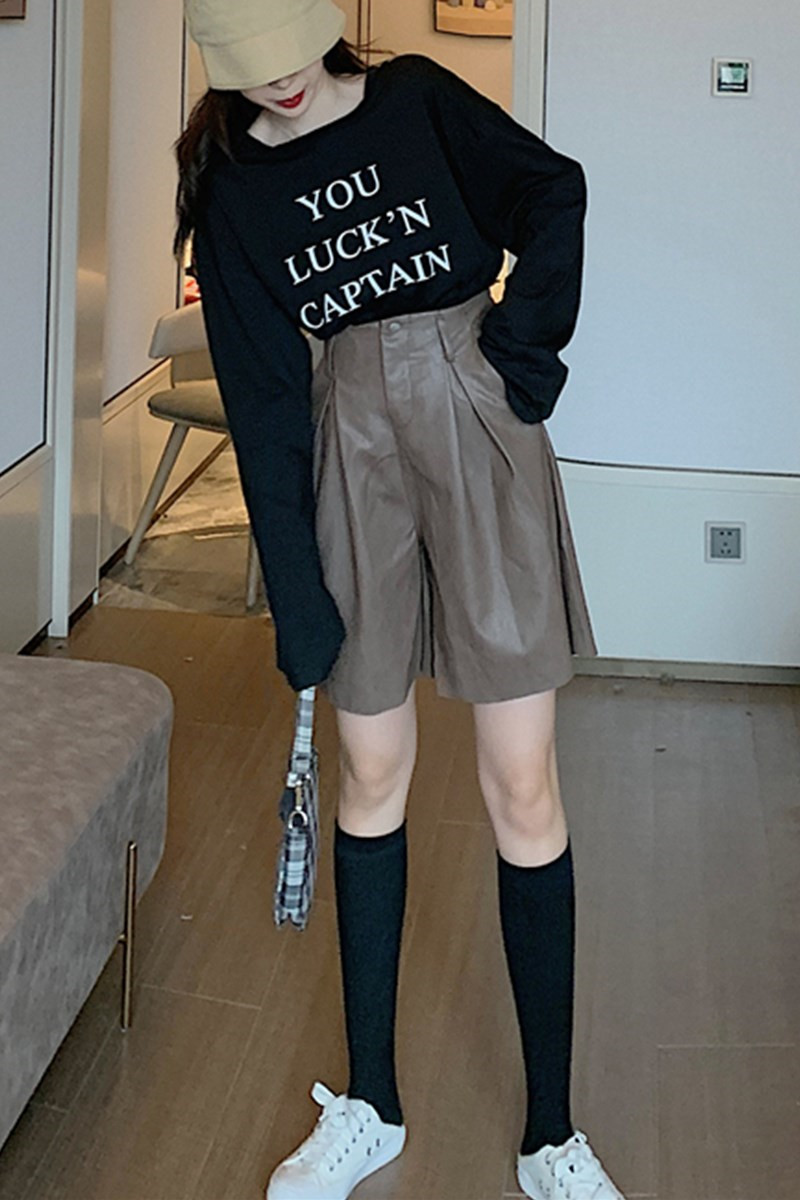 High waist PU leather pants