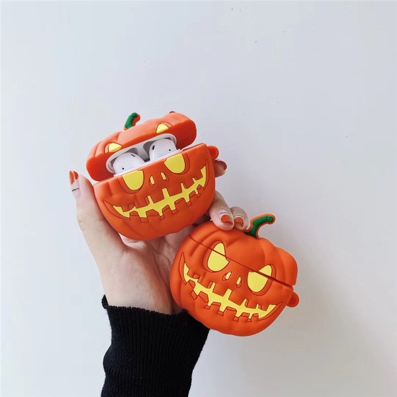 funda protectora para auriculares inalámbricos diseño calabaza Halloween