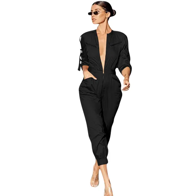 Casual micro elastic jumpsuit Black - Shop at LoveMi
