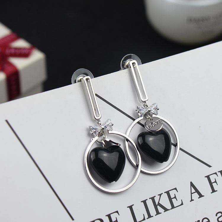 Bow Love Heart Stud Earrings