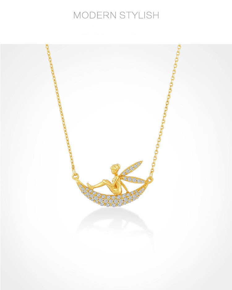 Simple 24k gold plated angel necklace