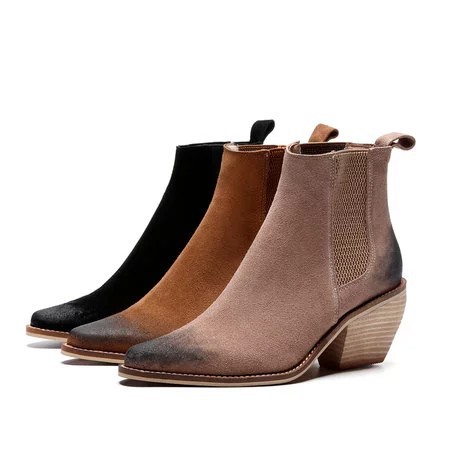 Female pointed toe retro women's leather boots sleeve