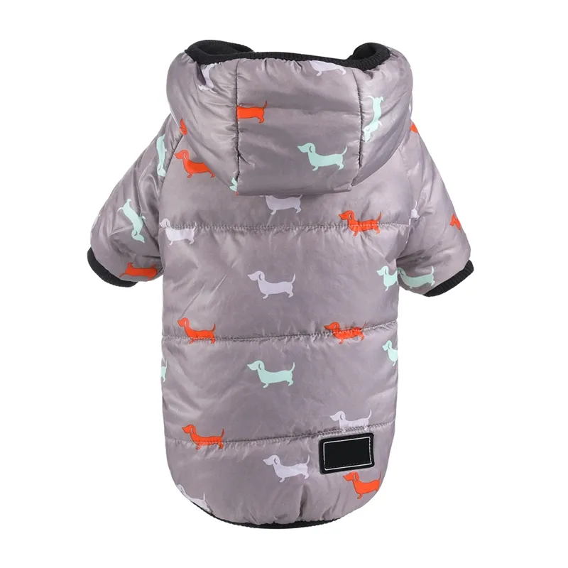 Small and medium pet cotton coat - Grey Puppy Print