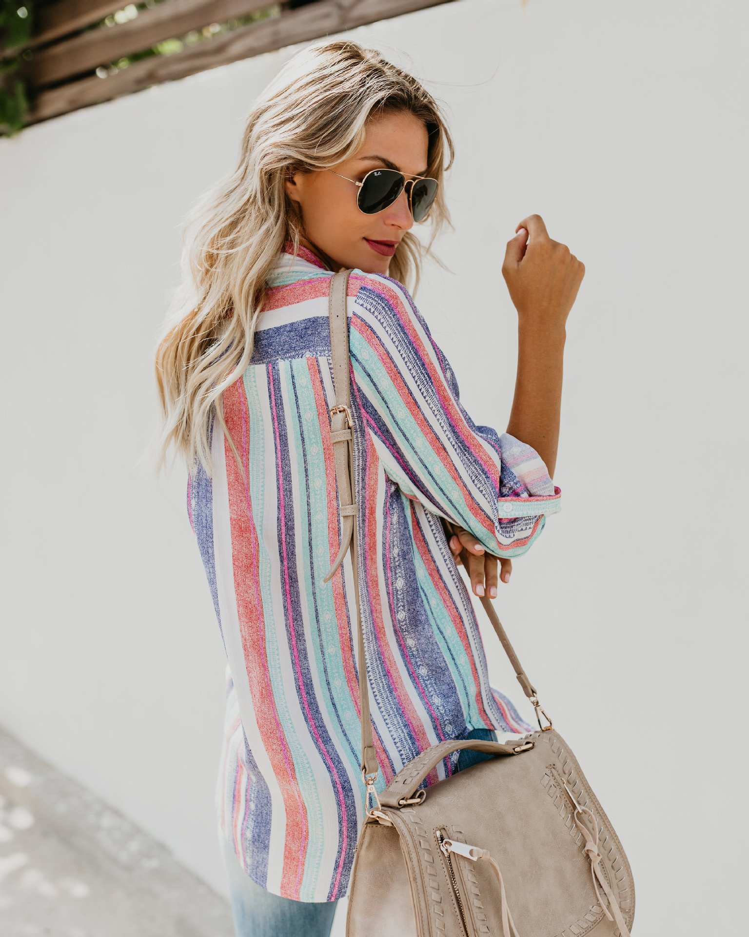 Color striped long sleeve shirt