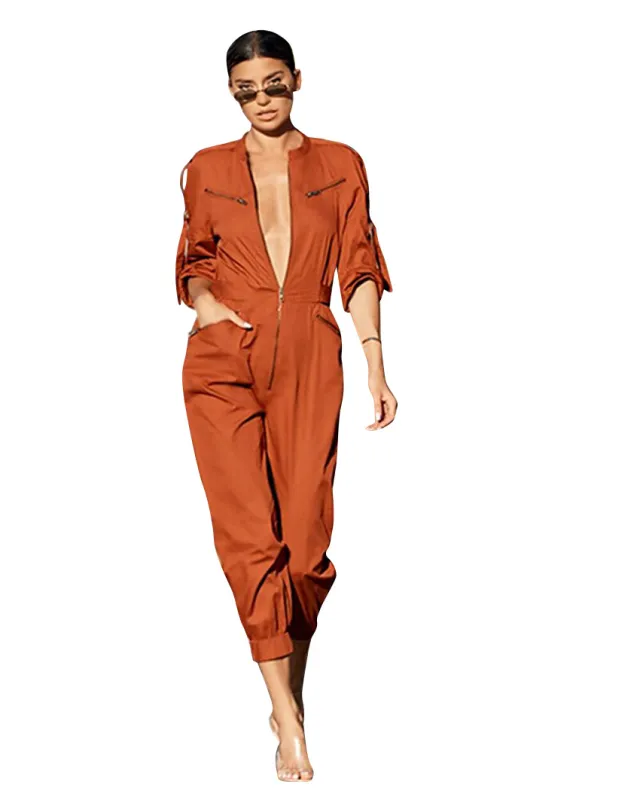 Casual micro elastic jumpsuit Red - Shop at LoveMi