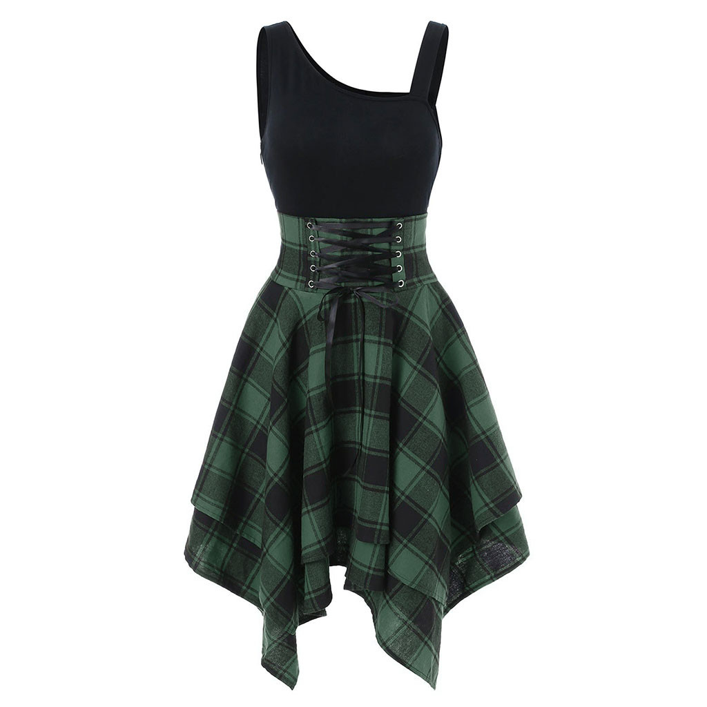 Irregular plaid dress