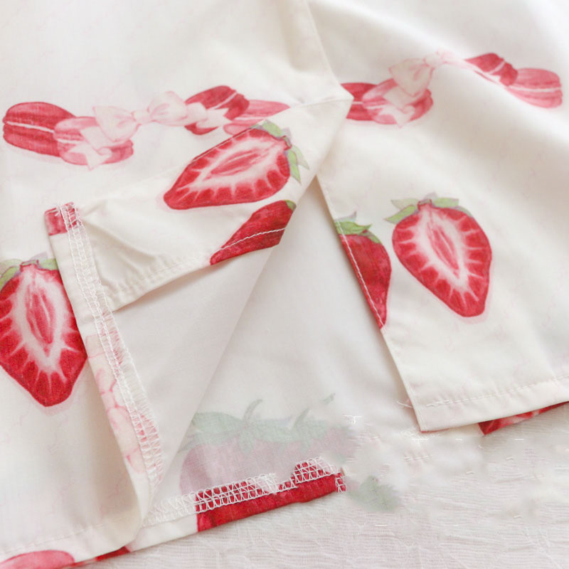 Strawberry Print Loose Lapel Short Sleeve Shirt