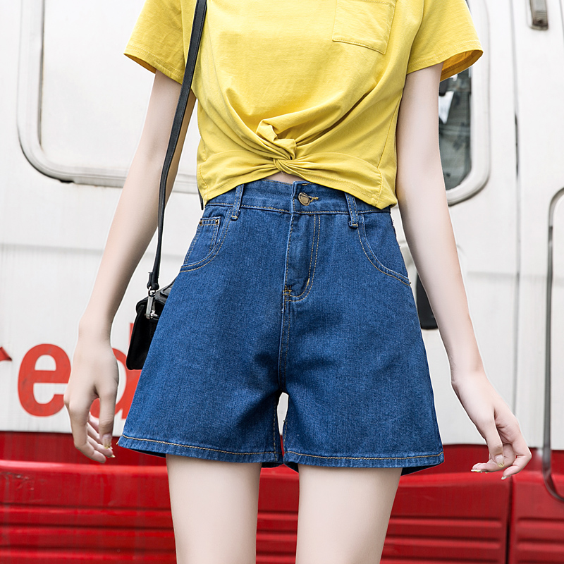 High waist denim shorts women summer loose