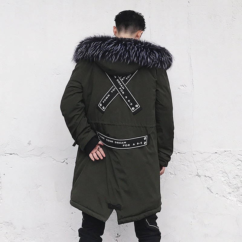Fur collar coat in Army Green