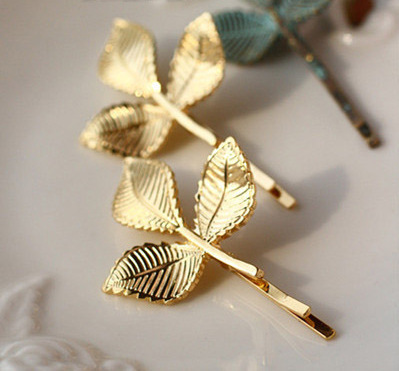 Beautiful flower branch metal hairpin Gold - Shop at LoveMi