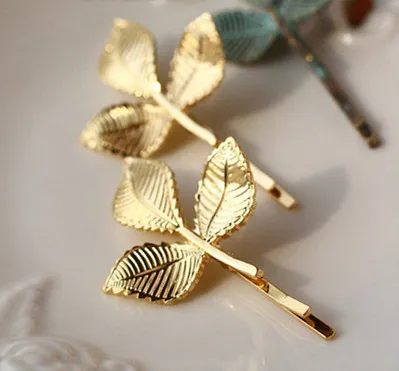 Beautiful flower branch metal hairpin Gold - Shop at LoveMi