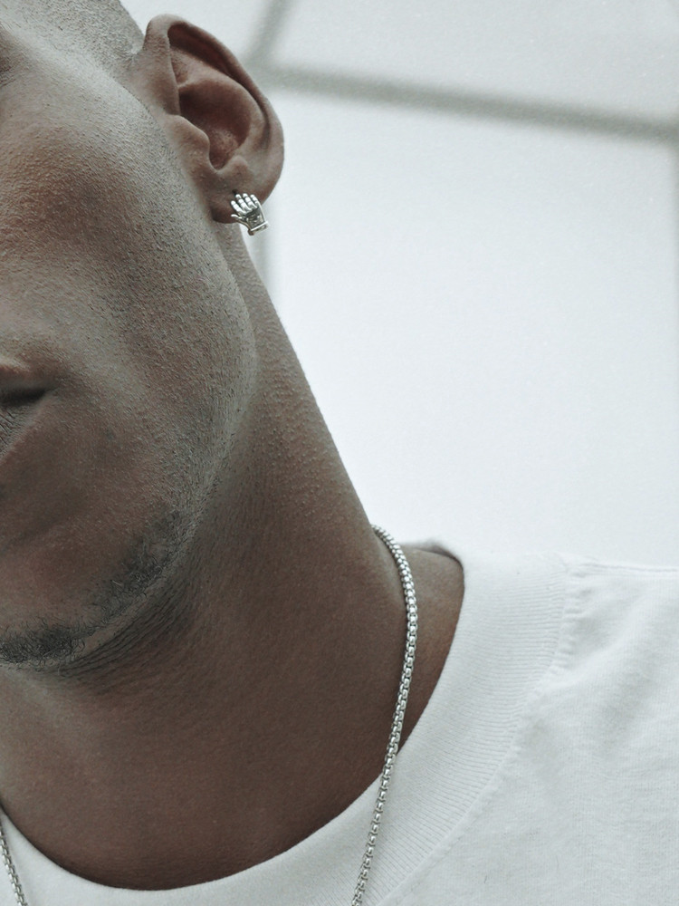 Sterling silver hand hip hop earrings