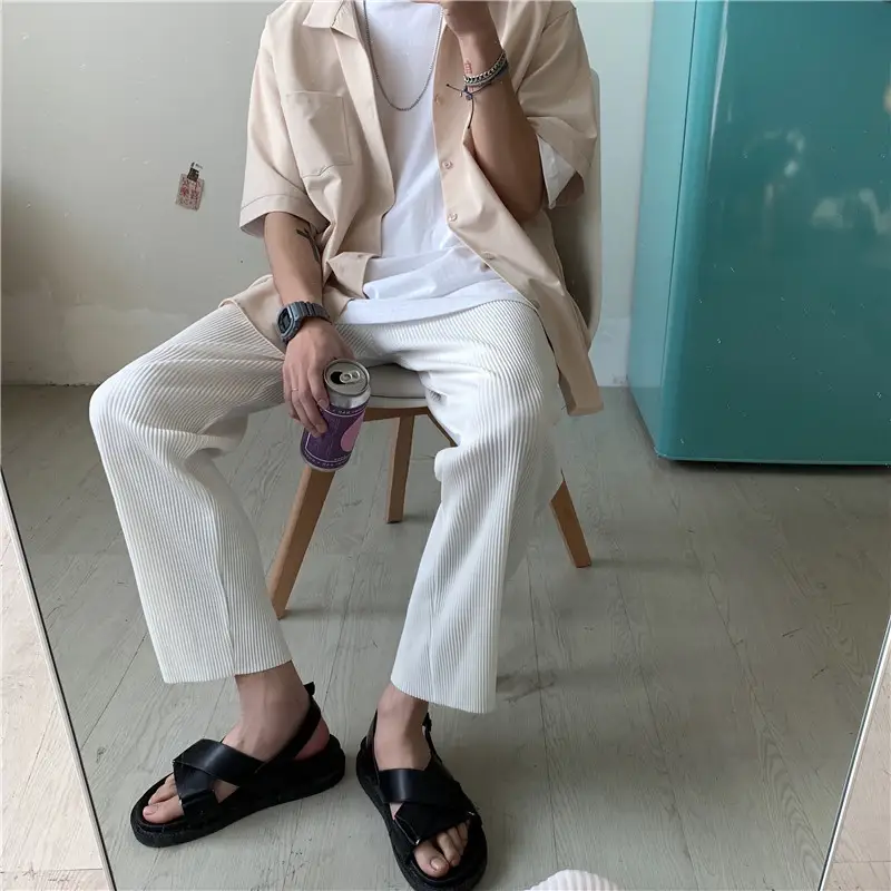 Men's Japanese casual pants straight wide leg pants