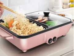 Student dormitory pan roast-shabu one pan frying pan - Pink - View 1