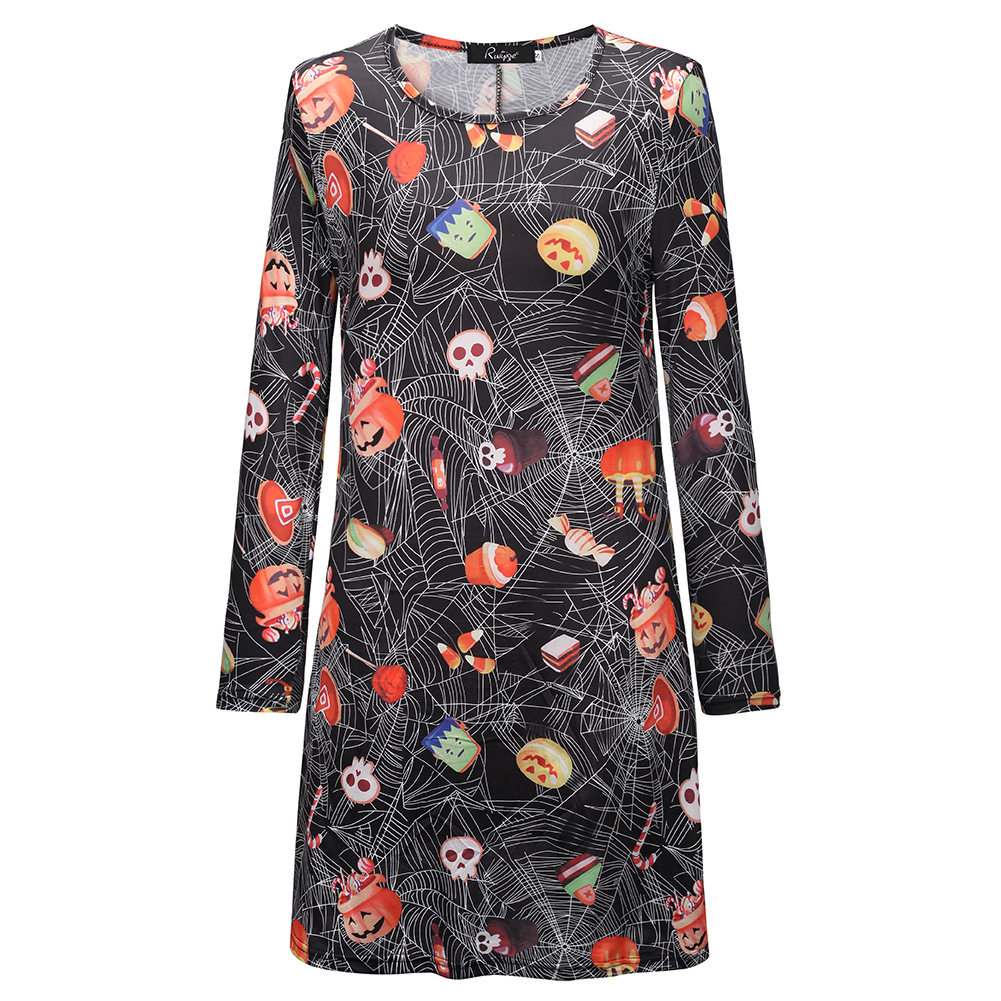 Skull pumpkin print dress