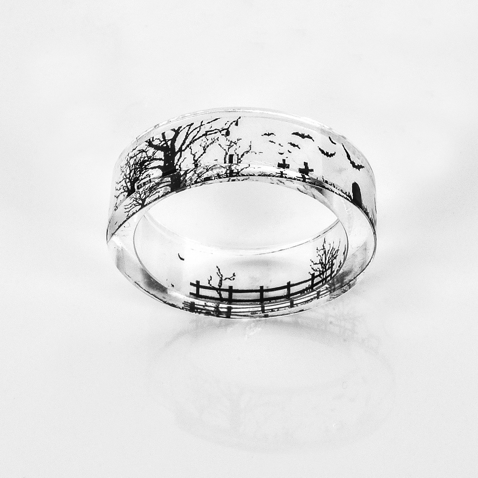 Black and white painting style ring