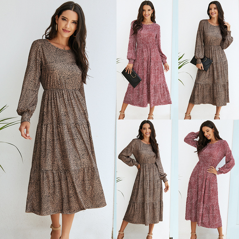 Puff sleeve polka dot dress