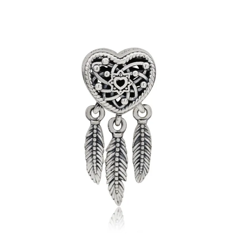 Hollow Love Dream Catcher Pendant - Silver