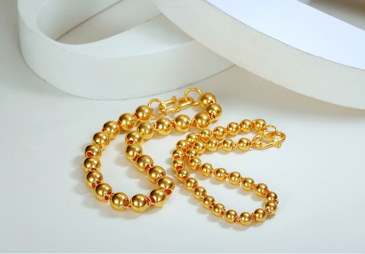 Мужской круглый браслет из бусин с имитацией 24-каратного золота