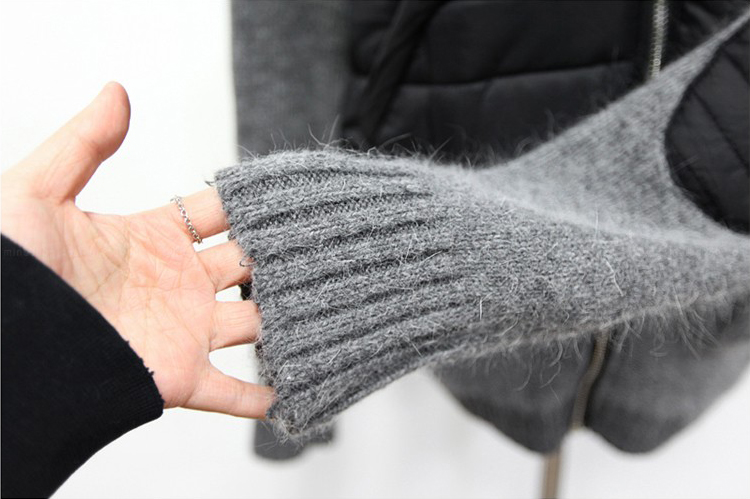 Knit panel hooded cotton coat