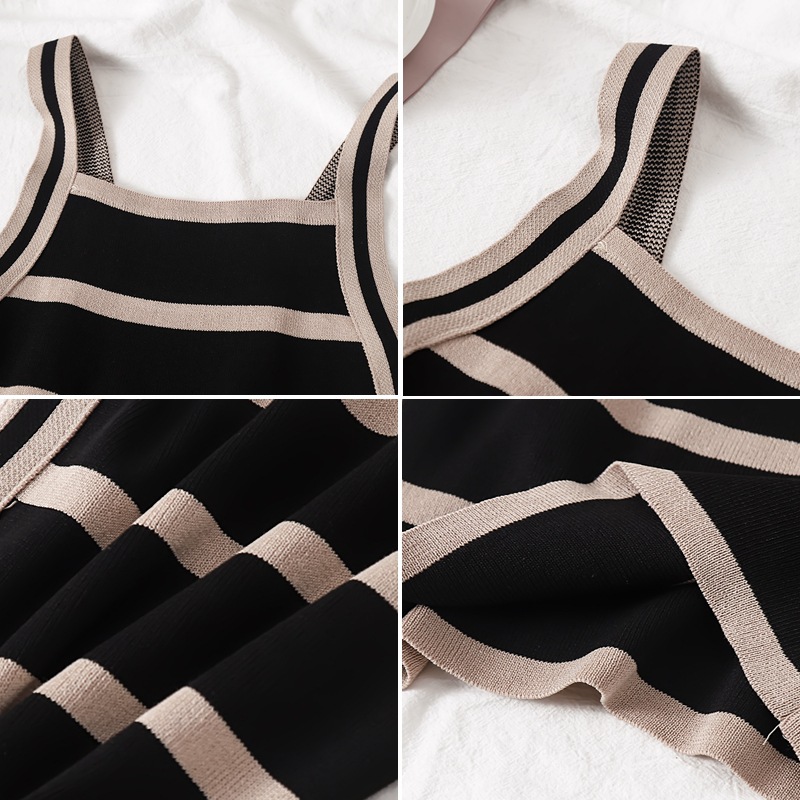 Contrast stripes small sling Knitted vest