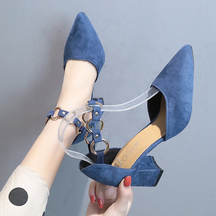 Blue thick heel