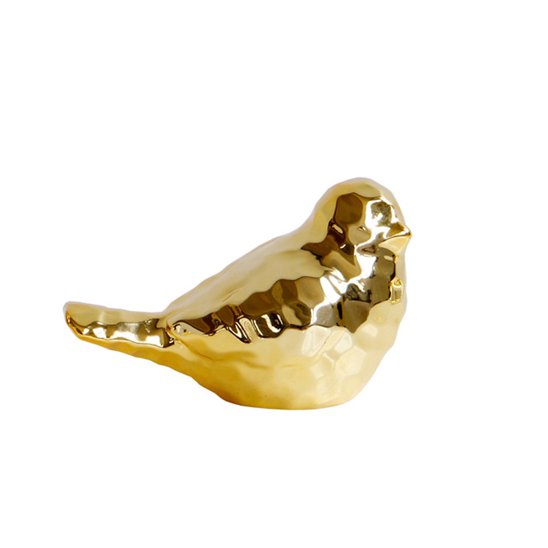 European golden ceramic bird ornaments