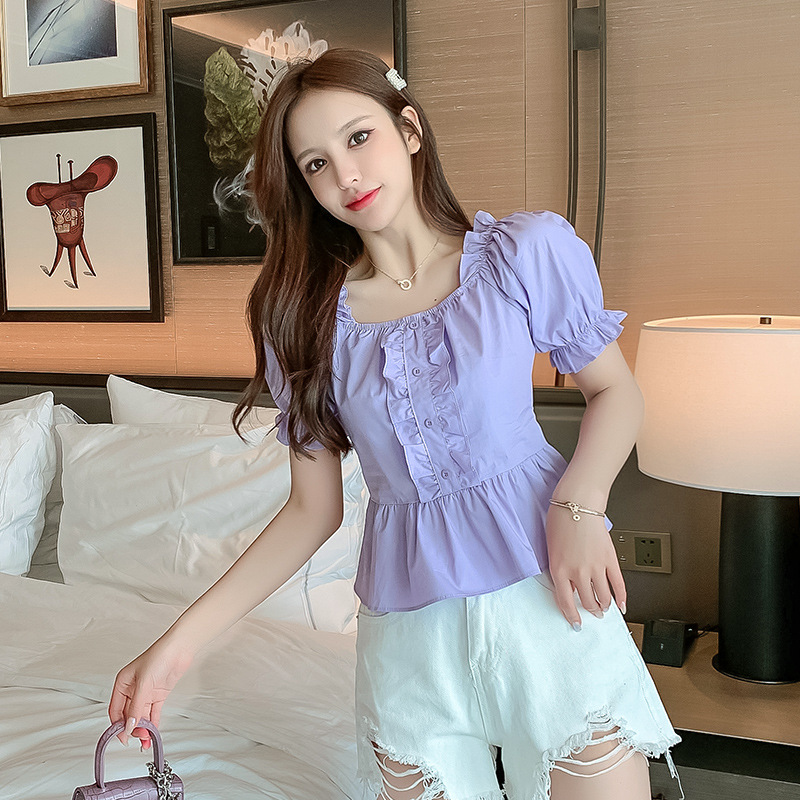 Puff sleeve cotton shirt