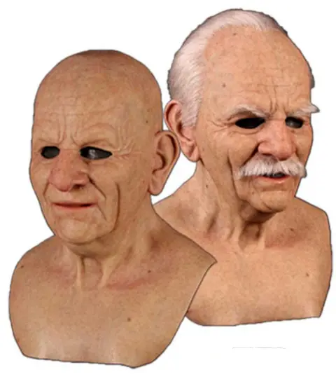 Old Man Mask White Hair Beard Headgear Halloween