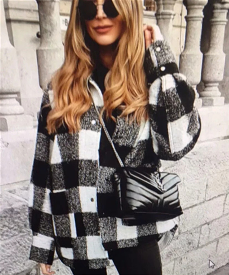 Loose brushed plaid shirt