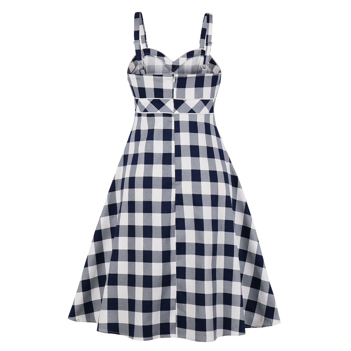 Retro plaid suspender dress