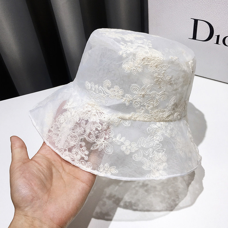 Mesh embroidery fisherman hat