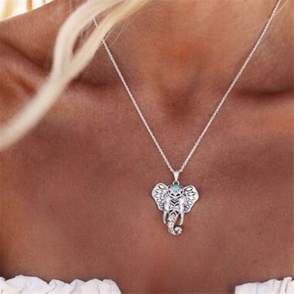 Bohemian vintage elephant necklace