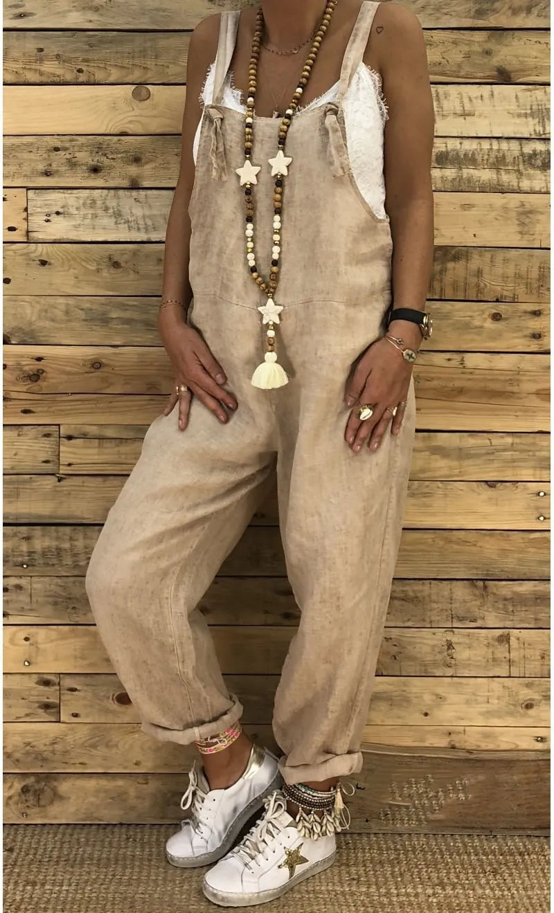 Ladies suspender jumpsuit - Khaki
