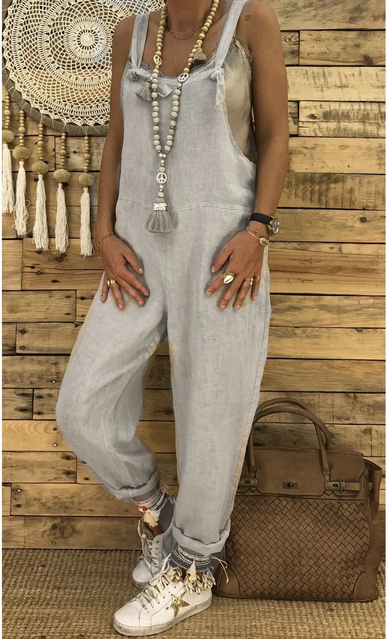 Ladies suspender jumpsuit - Grey