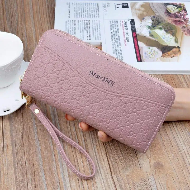 Women's Long Zipper Wallet with Wrist Strap — 2, Pink