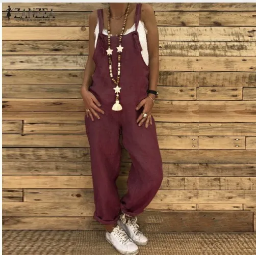 Ladies suspender jumpsuit - Wine