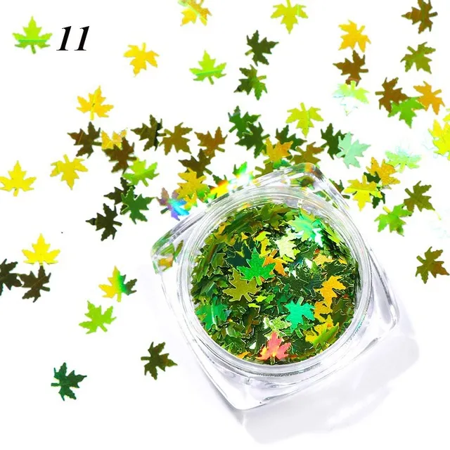 Gradient Maple Leaf Nail Sequins Green - Shop at LoveMi