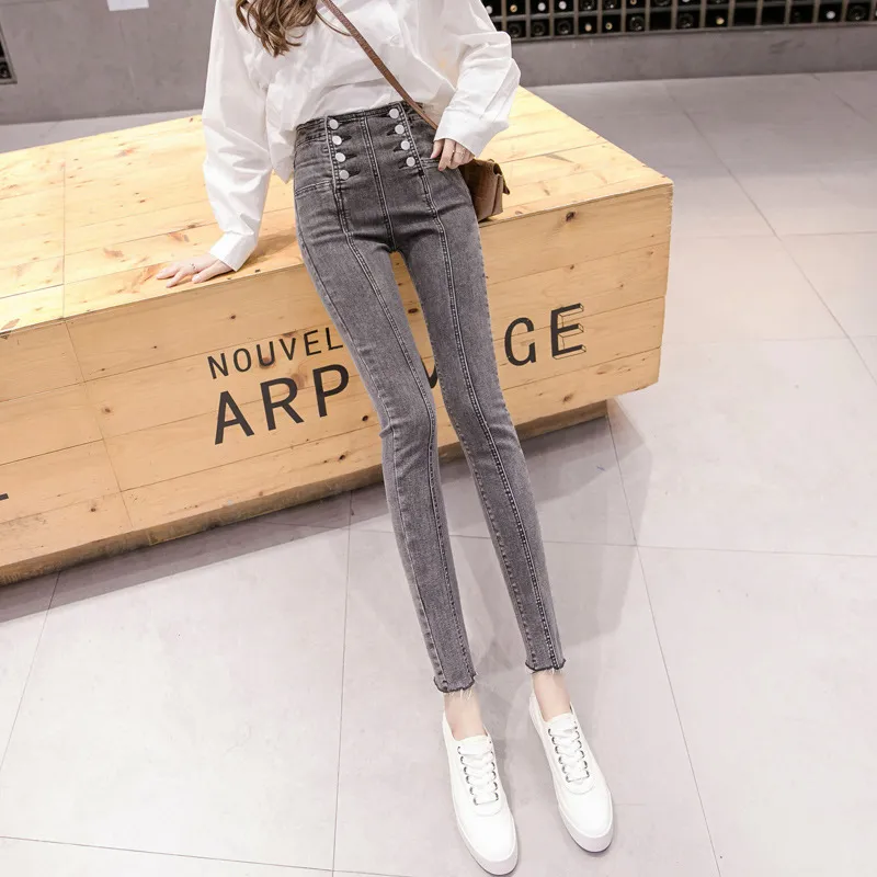 Trousers Jeans For Women Pants Ripped Spring Overalls Party - Grey