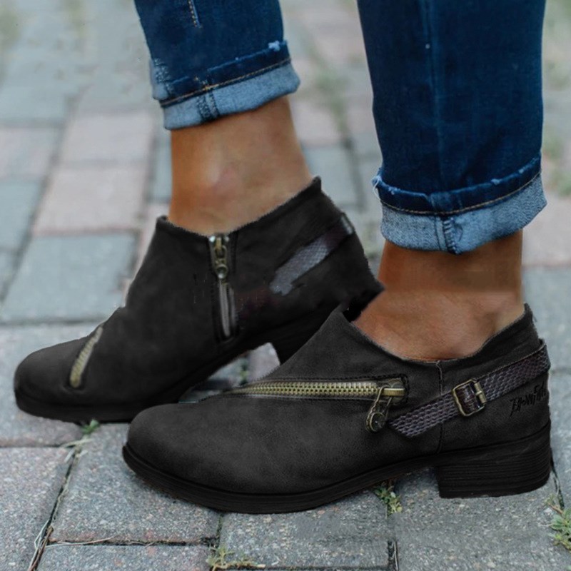 Round toe low-heel Martin boots