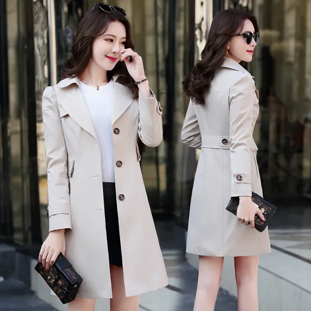 Spring Autumn Trench Coat Slim Single Breasted Beige - Shop at LoveMi