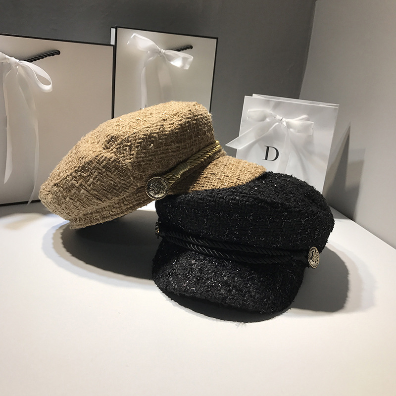 Women's casual bright silk navy hat