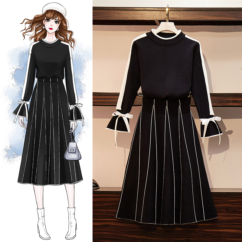 Autumn and winter two-piece knitted suit