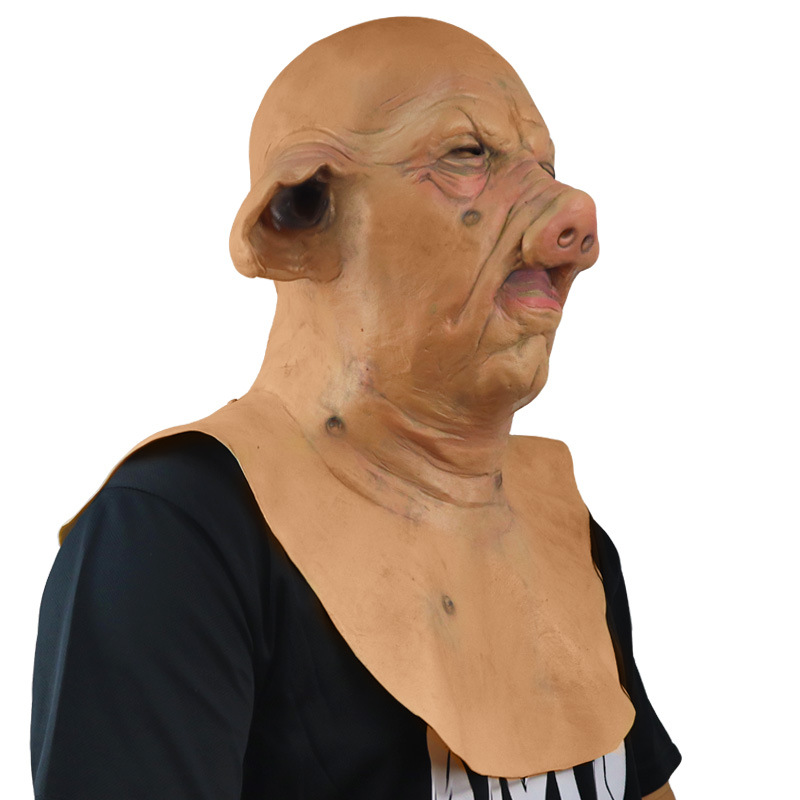 Latex animal props adult props mask headgear (Pig)