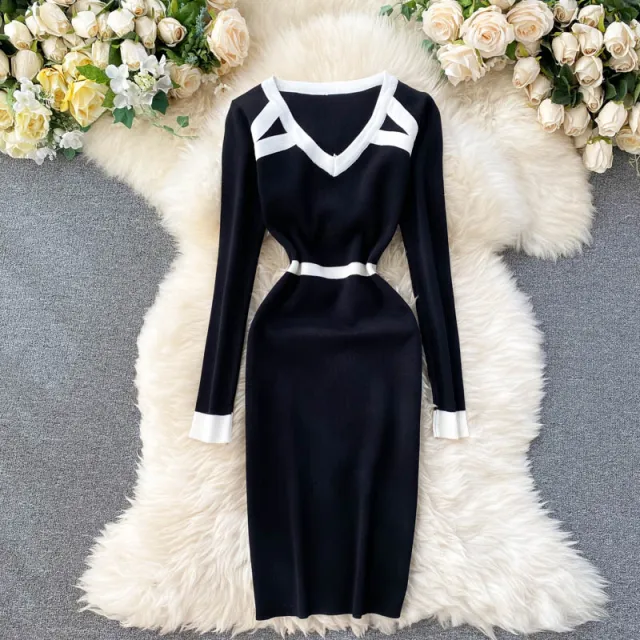 Base skirt knitted dress Black - Shop at LoveMi