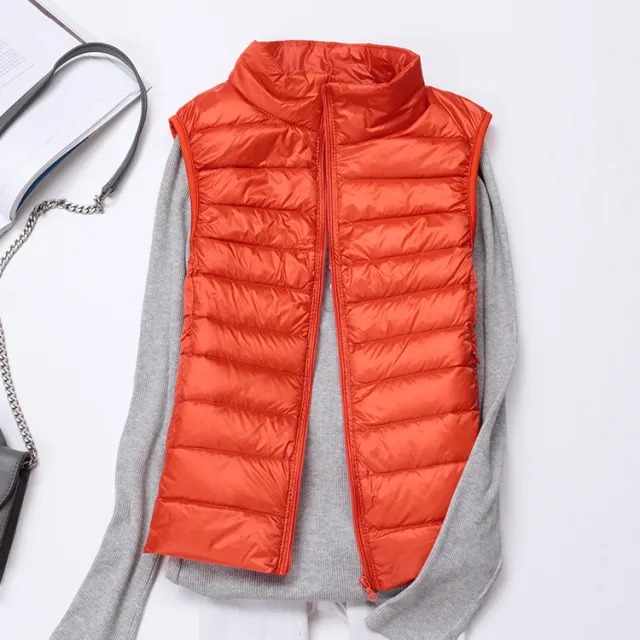 New Autumn Women Light Down Vest Orange - Shop at LoveMi