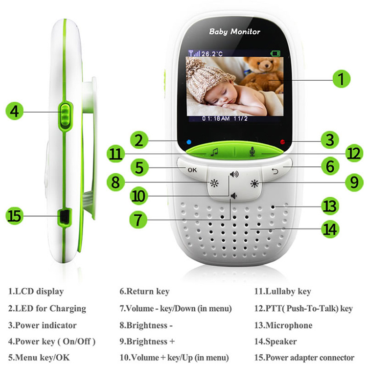 2 Inch Wireless Two-Way Intercom Baby Video Monitor — foto 6