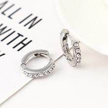 All-match small circle alloy rhinestone all-match earrings